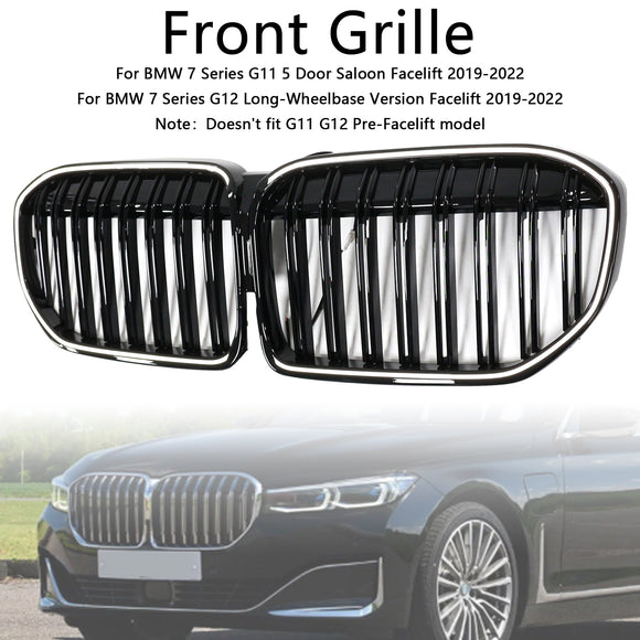 Doppelte Lamellen, glänzend schwarzer Frontgrill, passend für BMW 7er G11 G12 2019–2022