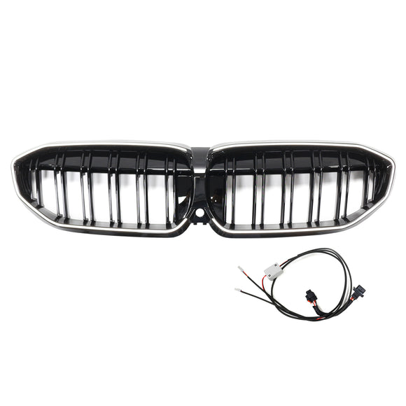 Schwarzer Nierengrill mit doppelten Lamellen 51138072085, passend für BMW 3er G20 2019–2022