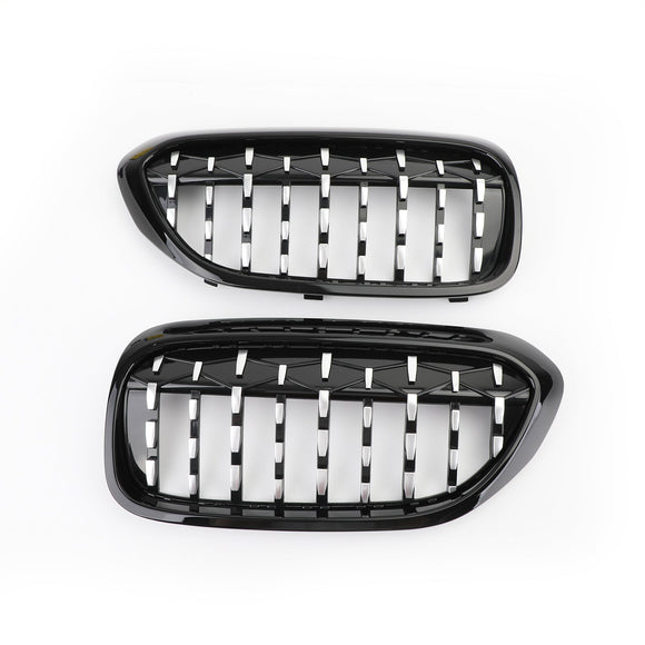 BMW G30 G38 Serie 5 520i, 523i, 528i, 530i, 535i, 550i, 520d, 530d ecc. 2017-2019 Nero & Griglia anteriore cromata stile diamante generica