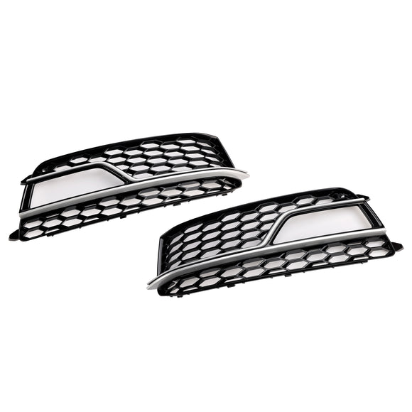 Audi A5 Sline / S5 2013-2016 2PCS Front Fog Lamp Black Grill Honeycomb Replacement Grille