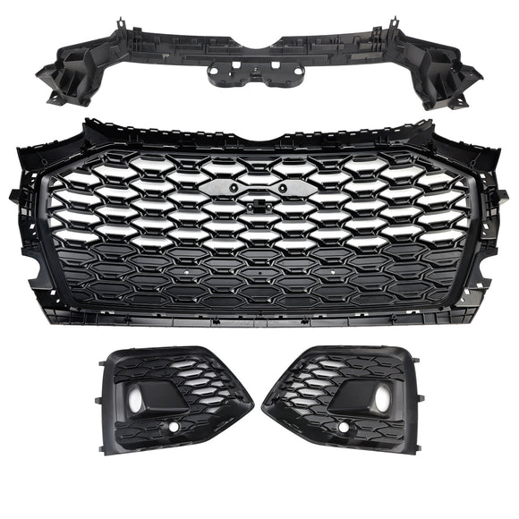 Parrilla delantera tipo panal estilo RS para Audi Q5 Sline 2021-2025 & Cubierta de luz antiniebla