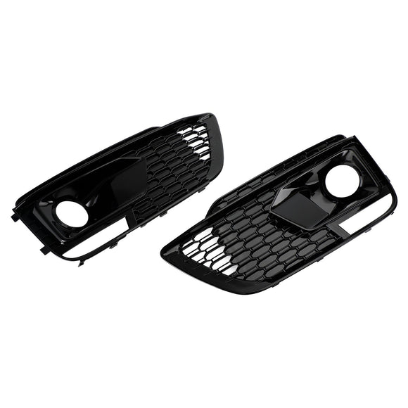 2018-2021 Audi Q5 Sline / SQ5 FY Honeycomb Fog Light Grille Front Bumper Lower Black Cover Grill W/ ACC Hole