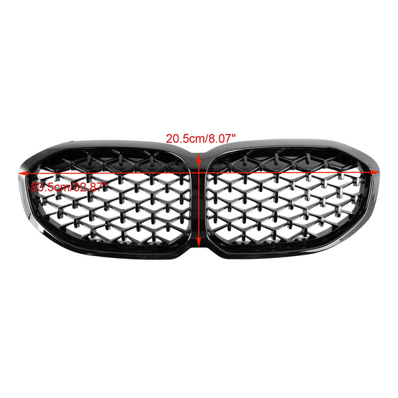 2019-2024 BMW Serie 1 F40 118i 120i 116d 118d M135i Griglia con rene anteriore Griglia nera lucida diamantata