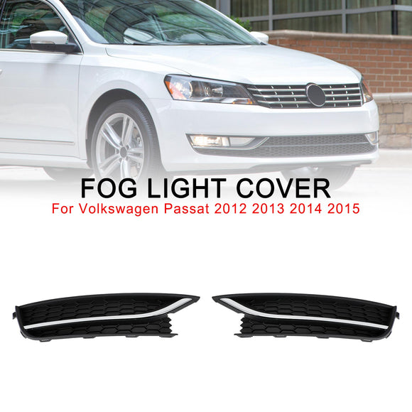 Volkswagen 2012-2015 Passat 2PCS Front Driving Fog Light Cover Black/Chrome