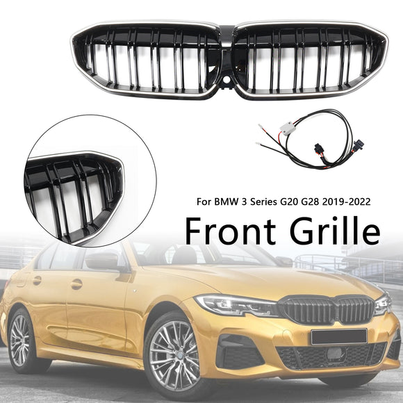 Schwarzer Nierengrill mit doppelten Lamellen 51138072085, passend für BMW 3er G20 2019–2022
