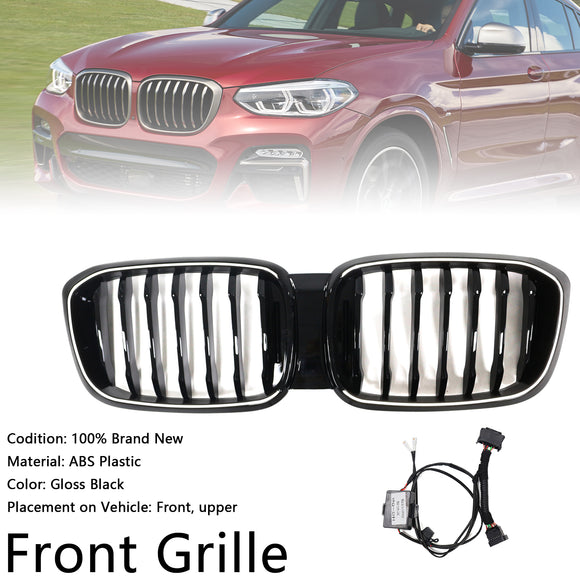 Rejilla de malla frontal negra brillante para BMW X4 G02 X3 G01 G08 2018-2021