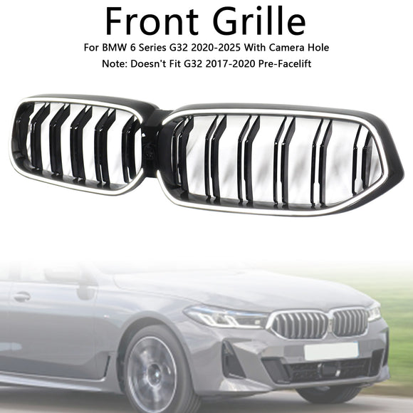 Doppelter Lamellen-Front-Nierengrill, schwarz, passend für BMW 6er G32 2020–2025