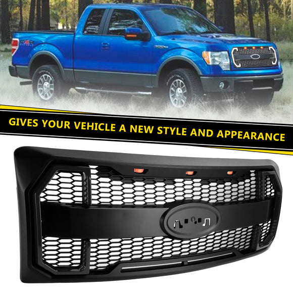 Ford F150 2009-2014 W/LED Parrilla negra mate Parachoques delantero Parrilla