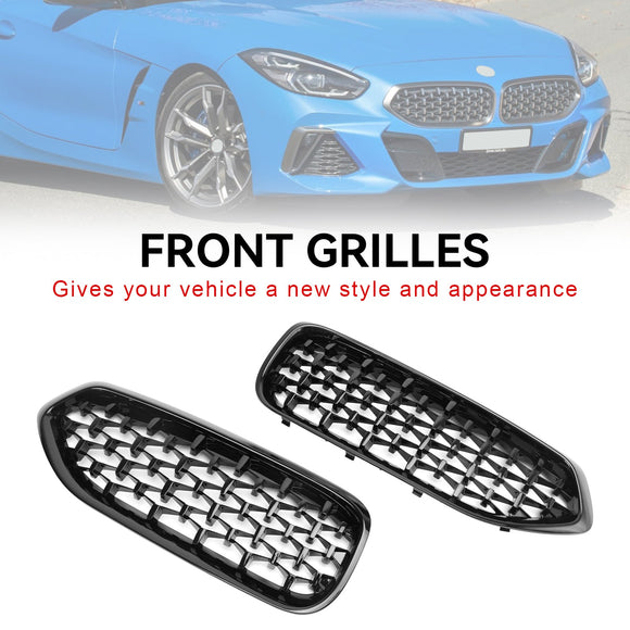 2019-2024 BMW Z4 G29 20I 30I M40I Parrilla frontal tipo riñón Parrilla de diamante negra brillante