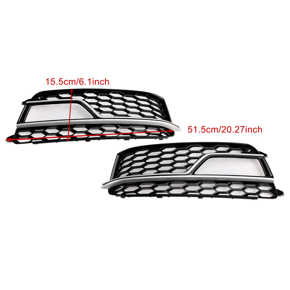 Audi A5 Sline / S5 2013-2016 2PCS Front Fog Lamp Black Grill Honeycomb Replacement Grille