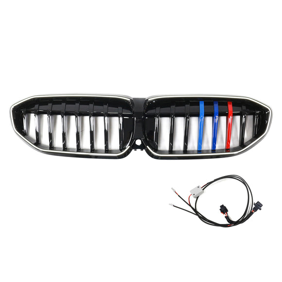 Parrilla de riñón negra 51138072085 compatible con BMW Serie 3 G20 2019-2022 estilo M