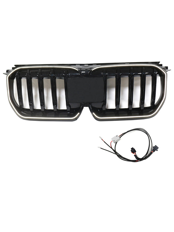 Rejilla de riñón para parachoques delantero, color negro brillante, compatible con BMW X1 U11 U12 2023-2024