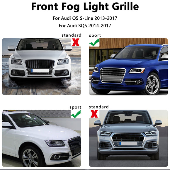 2014-2017 Audi Q5 S-Line SQ5 Parachoques delantero Luz antiniebla Parrilla Parrilla cromada negra
