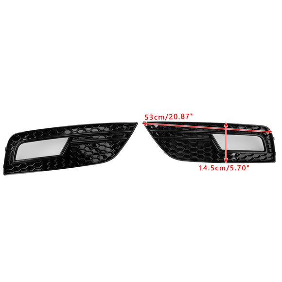 Audi A4 B8.5 2013–2016 Standard-Frontstoßstange, glänzend schwarz, Nebelscheinwerfer-Gitter, Ersatz-Abdeckungsgrill