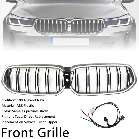 Doppelter Lamellen-Front-Nierengrill, schwarz, passend für BMW 6er G32 2020–2025