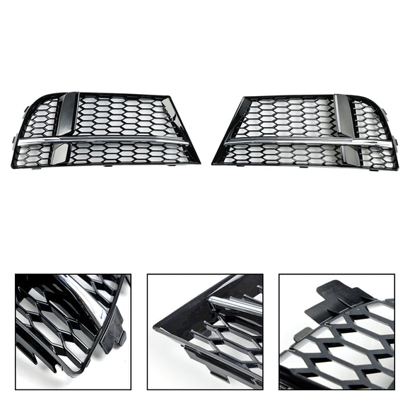 2016.5-2020 Audi A3 (8V) S-LINE / S3 Front Fog Light Cover Bezel Grill Black Chrome Honeycomb Grille 8V3807681AE 8V3807682Q