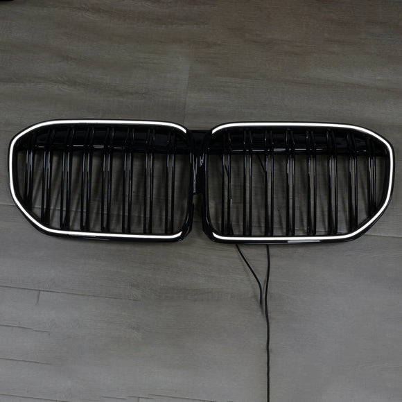Doppelte Lamellen, glänzend schwarzer Frontgrill, passend für BMW 7er G11 G12 2019–2022