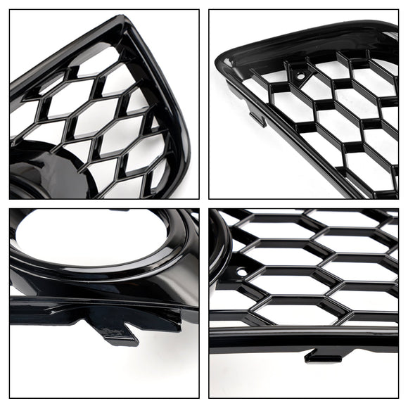 2009-2013 Audi A3 8P Honeycomb Lowe Grill Front Bumper Fog Light Grille Black Cover 8P0807682D 8P0807681D
