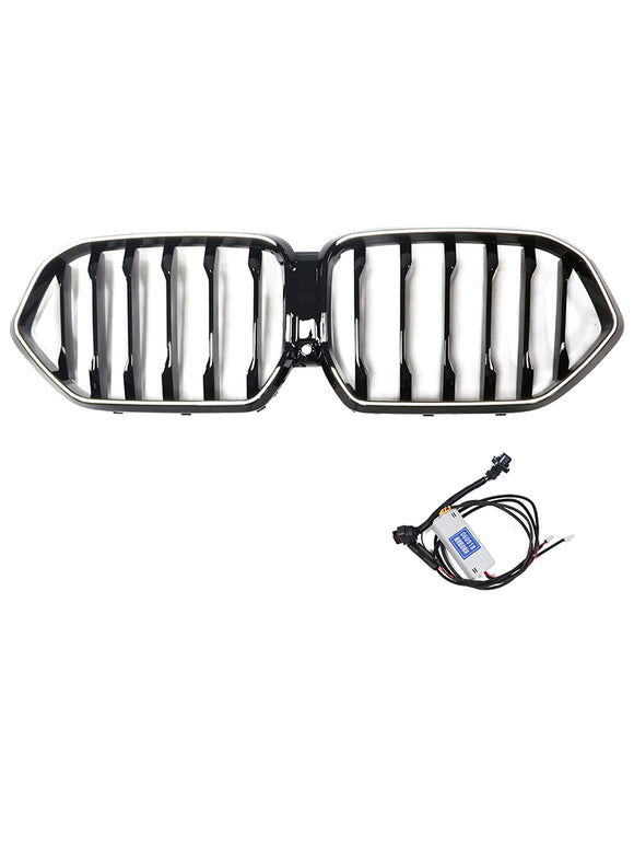 Grille de pare-chocs avant noire pour BMW X6 G06 M60i 2023 – 2025 avec trou pour caméra