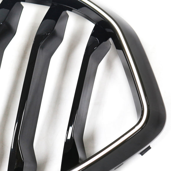 Grille de pare-chocs avant noire pour BMW X6 G06 M60i 2023 – 2025 avec trou pour caméra