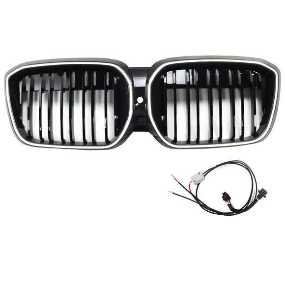 Doppelter Lamellen-Front-Nierengrill, schwarz, passend für BMW IX3 G08 LCI 2022–2024