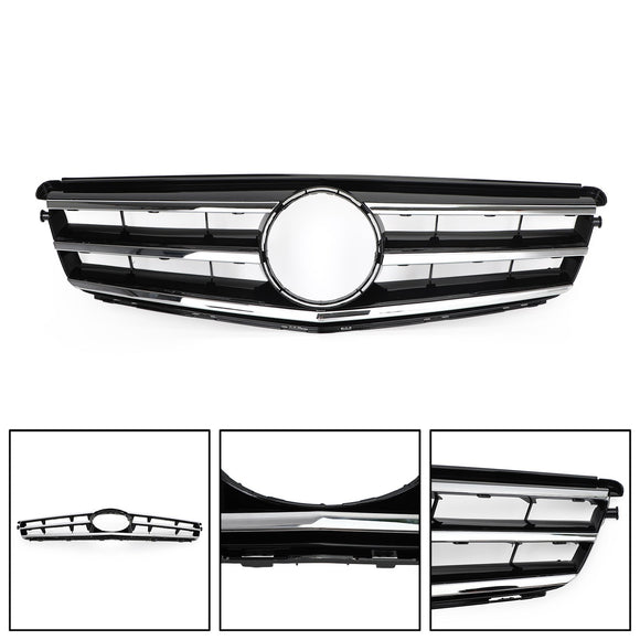 Mercedes Benz Clase C 2008-2014 W204 Parrilla delantera negra/cromada con estrella LED C250/C300/C350