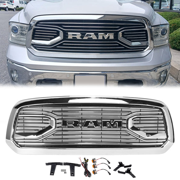 Ram 1500 2013–2018 Chrom-Grill, Big Horn/Rebel Style Frontstoßstangengrill mit LED-Licht