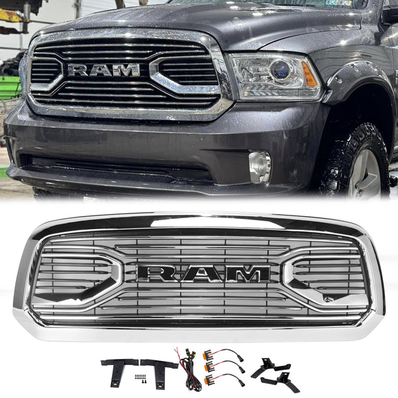 Ram 1500 2013–2018 Chrom-Grill, Big Horn/Rebel Style Frontstoßstangengrill mit LED-Licht