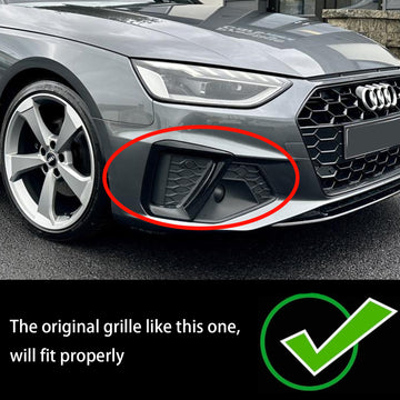 Audi A4 B9.5 S-Line / S4 2020-2024 Silver Trim Honeycomb Fog Light Grill Front Bumper Lower Fog Grill Cover 5056617301387 8W0807681AM - 0