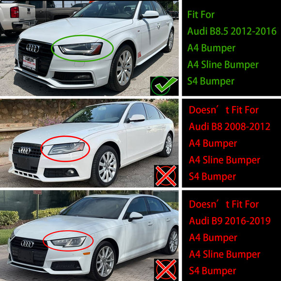 2012-2016 Audi A4 / A4 Sline / S4 Grill RS4 Style Mesh Front Bumper Gloss Black Grill With Ring Emblem