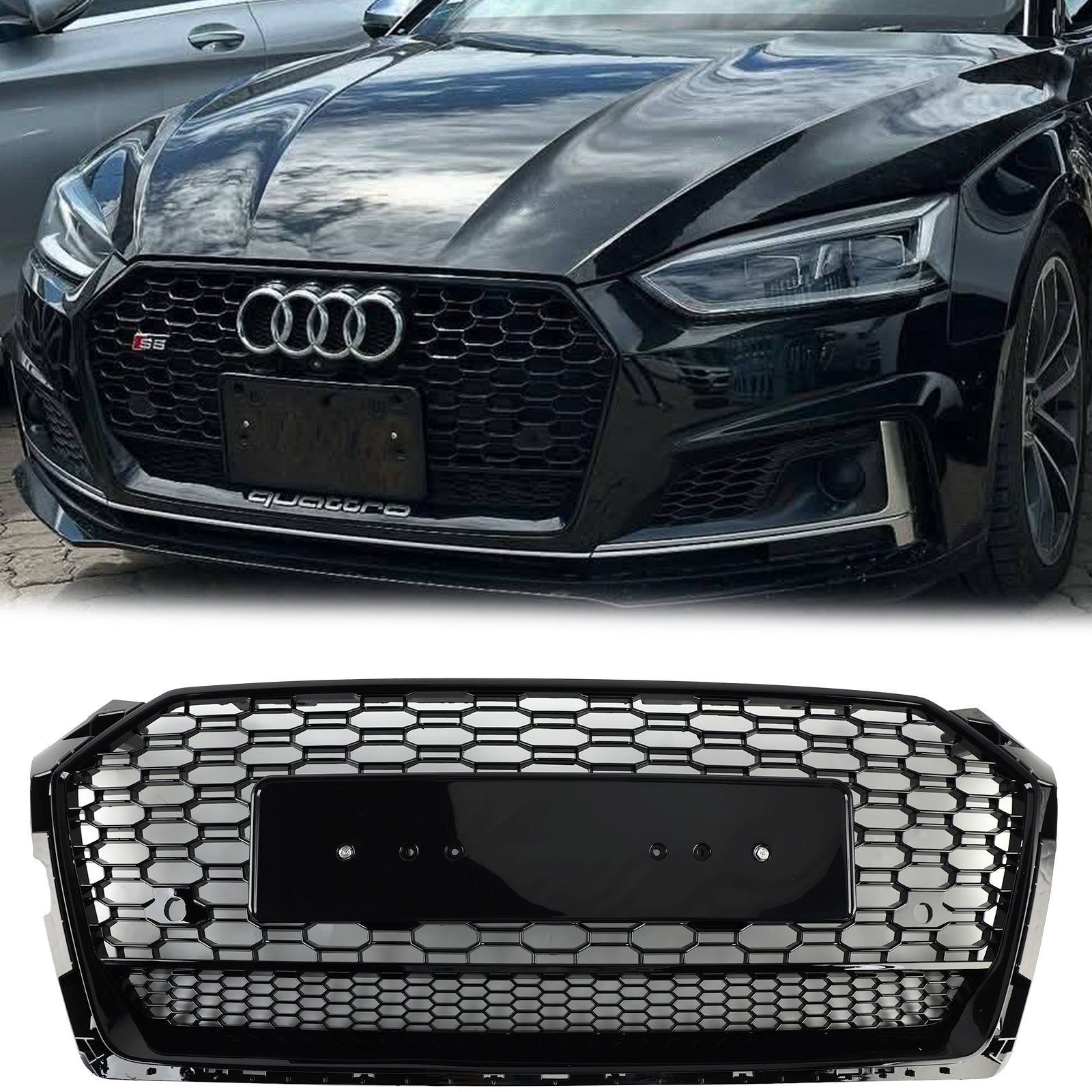 Audi A5 / A5 Sline / S5 2017 2018 2019 Honeycomb Front Gloss Black