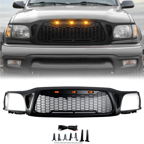 Grille noire de remplacement de grille de pare-chocs avant en nid d'abeille pour Toyota Tacoma 2001-2004