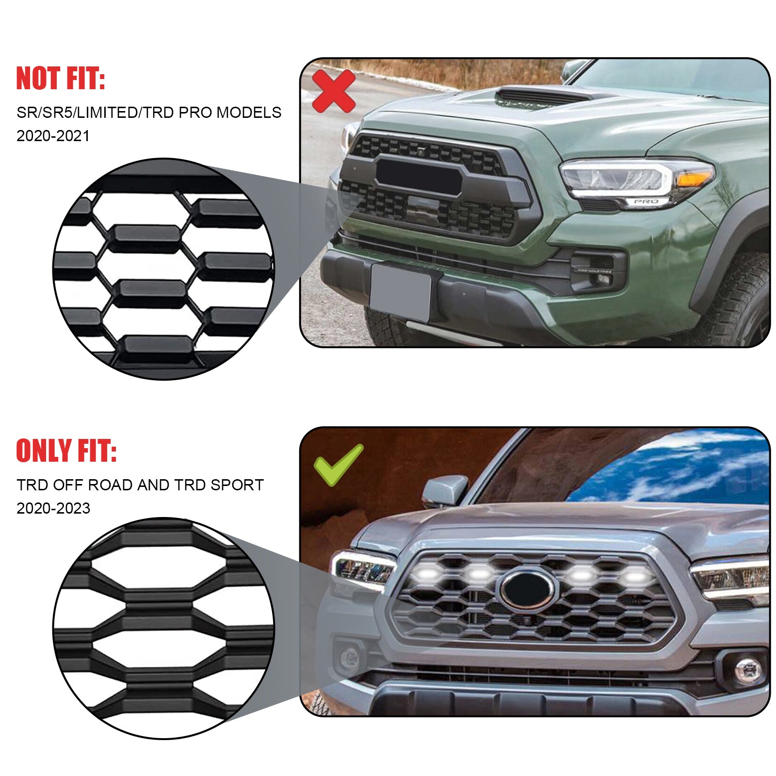 Toyota Tacoma TRD Off Road & TRD Sport 2020-2023 4PCS LED Grille Lights Generic