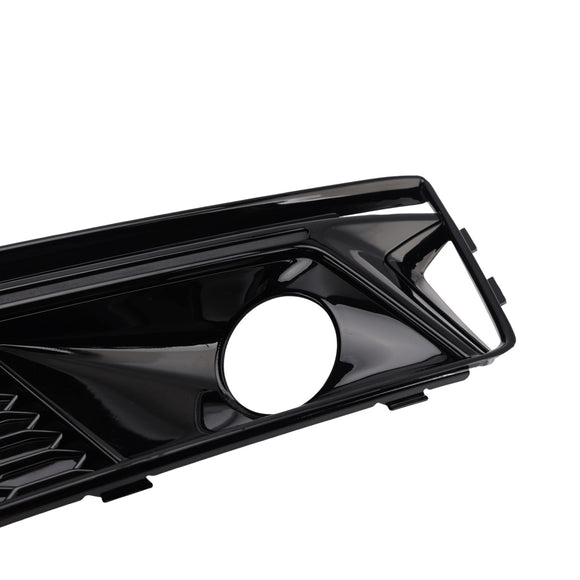 2PCS Black Front Bumper Foglight Grille Grill Fit Audi A4 B9 S4 2016-2019