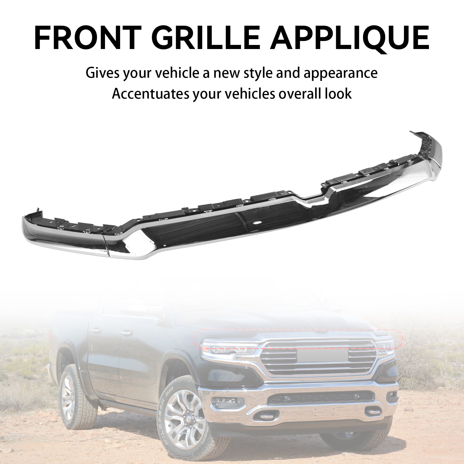 2019-2021 Dodge Ram 1500 Grille de calandre Applique Garniture supérieure 6BT13SZ0AJ Générique