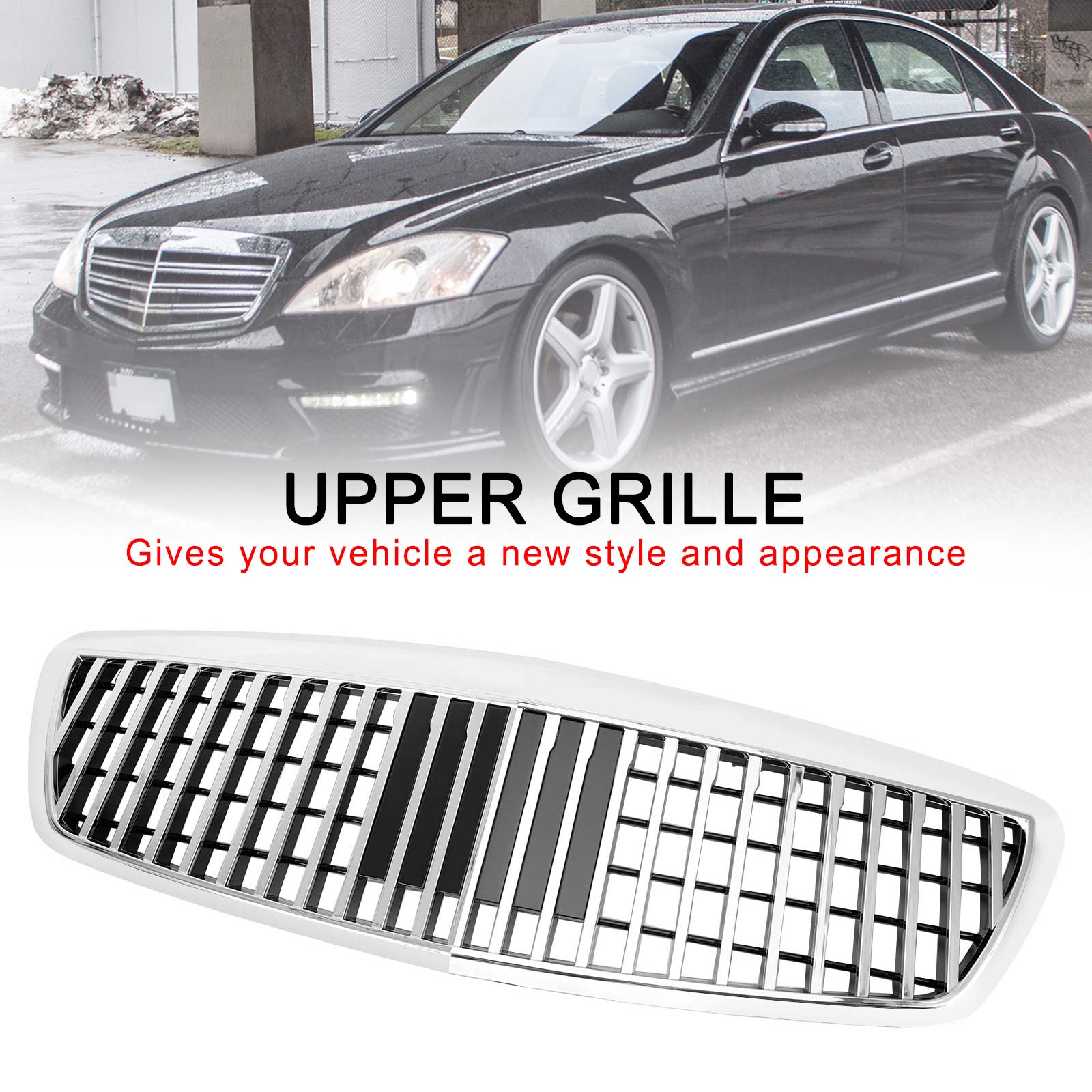 Parrilla cromada estilo MayBach para Mercedes Benz Clase S W221 S350 S450 S550 S63 AMG 2007-2009