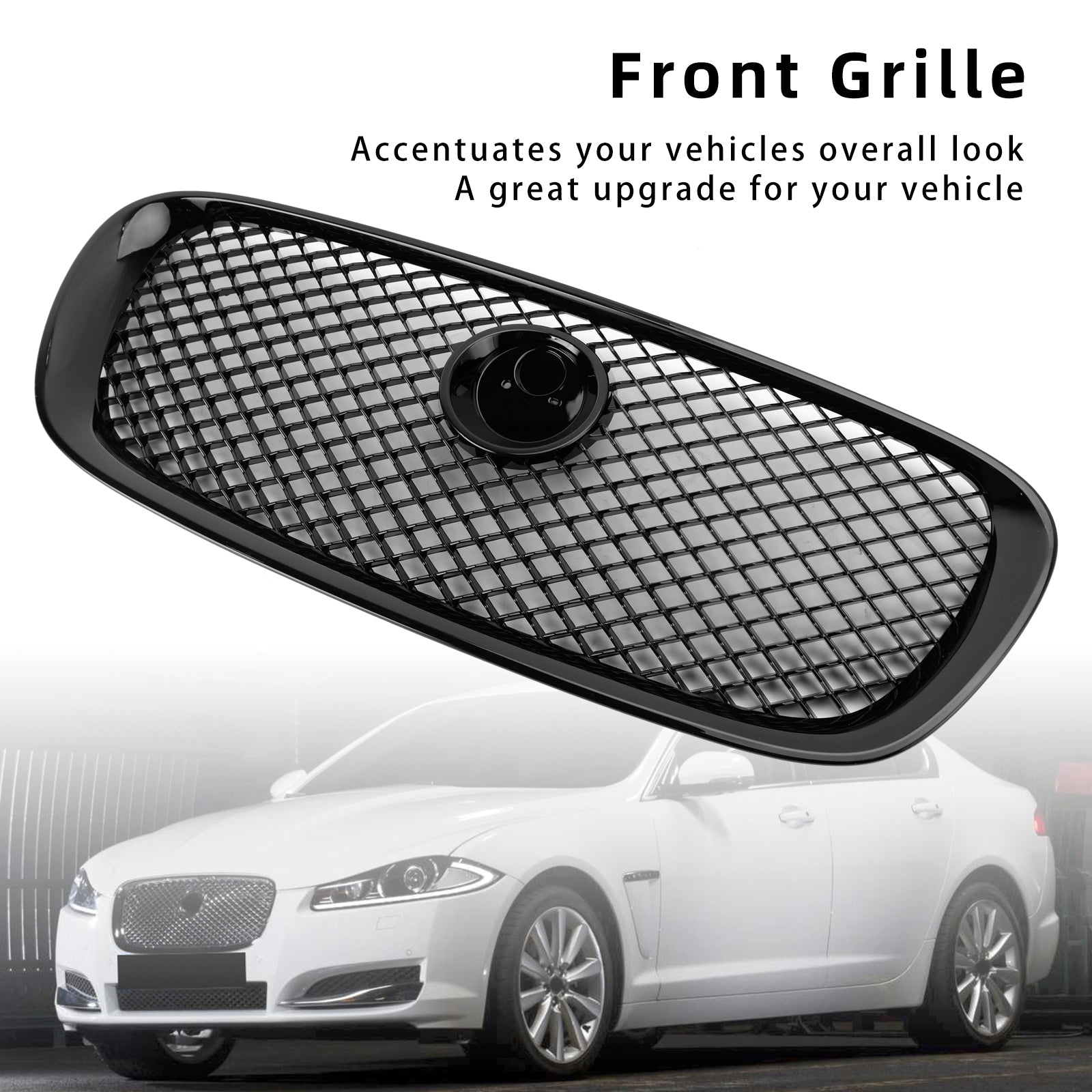 Jaguar XF Front Black Grille 2008 2009 2010 2011 XF-R Style Mesh Air Intake Radiator Grill