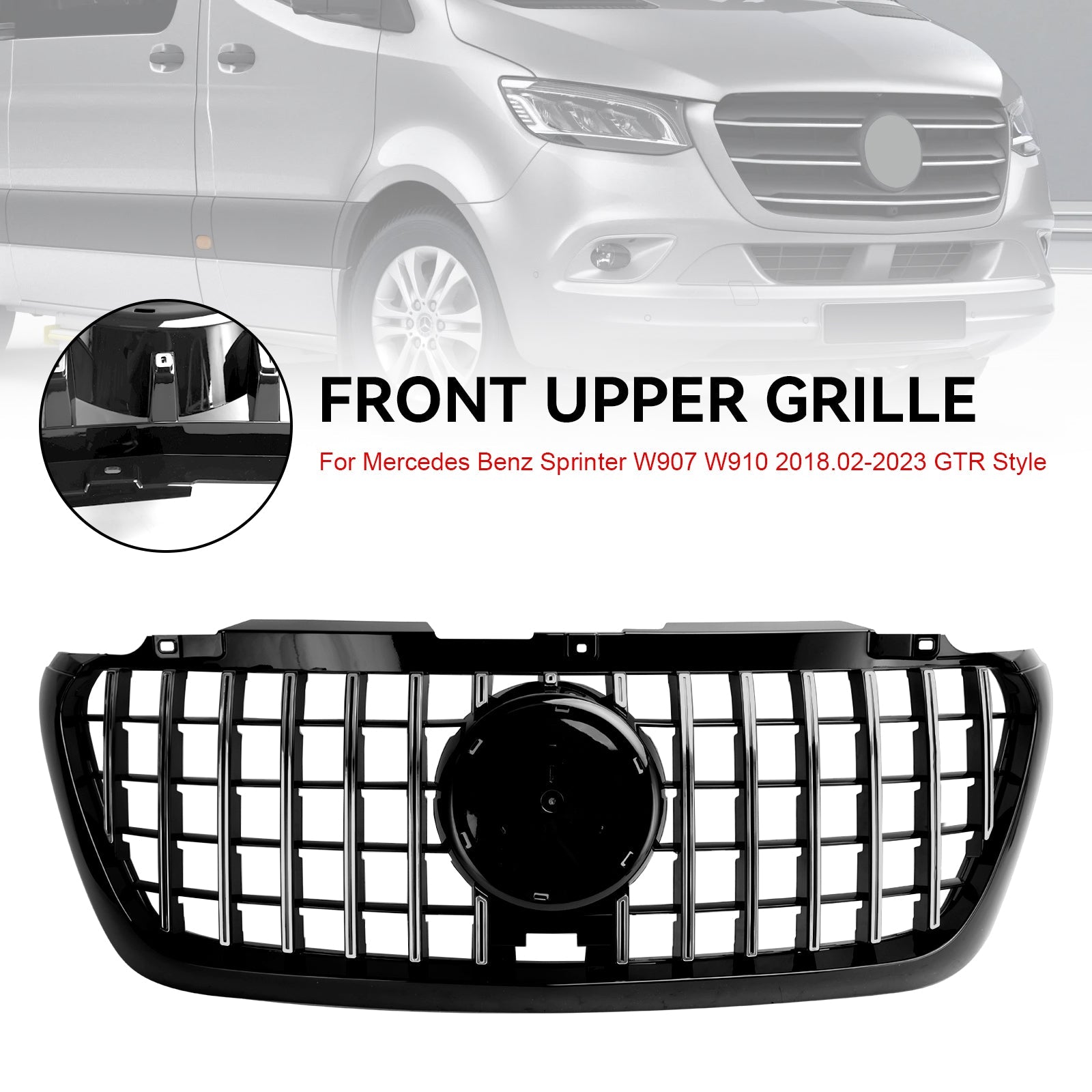 2018.2-2023 Mercedes Benz Sprinter W907 W910 1500 2500 3500 AMG Style Front Bumper Grill Black Grille