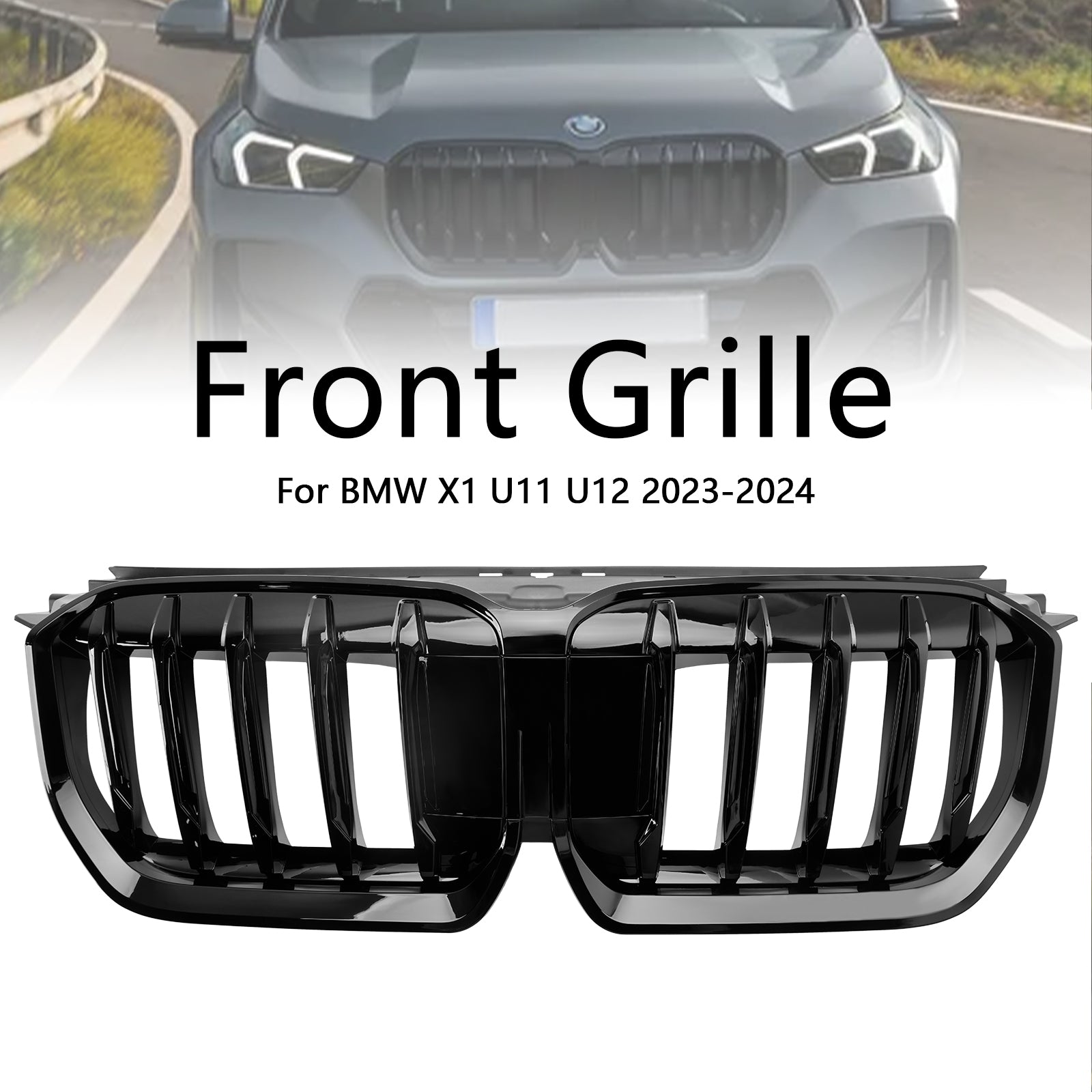 Grille de pare-chocs avant noire brillante pour BMW X1 U11 U12 xDrive23i/sDrive18i/xDrive25e/xDrive30 2023-2024