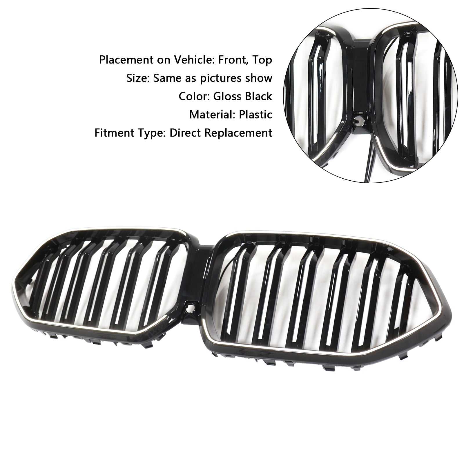 Grille de pare-chocs avant noire brillante pour BMW X6 G06 M50i 2020-2022 avec trou pour caméra