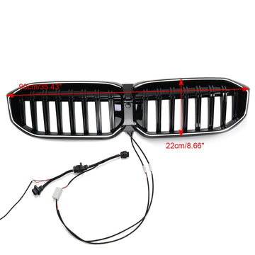 2023-2026 BMW 3 SERIE G20 G21 Zwart voorgrille, bovenste bumpergrill met LED - 0