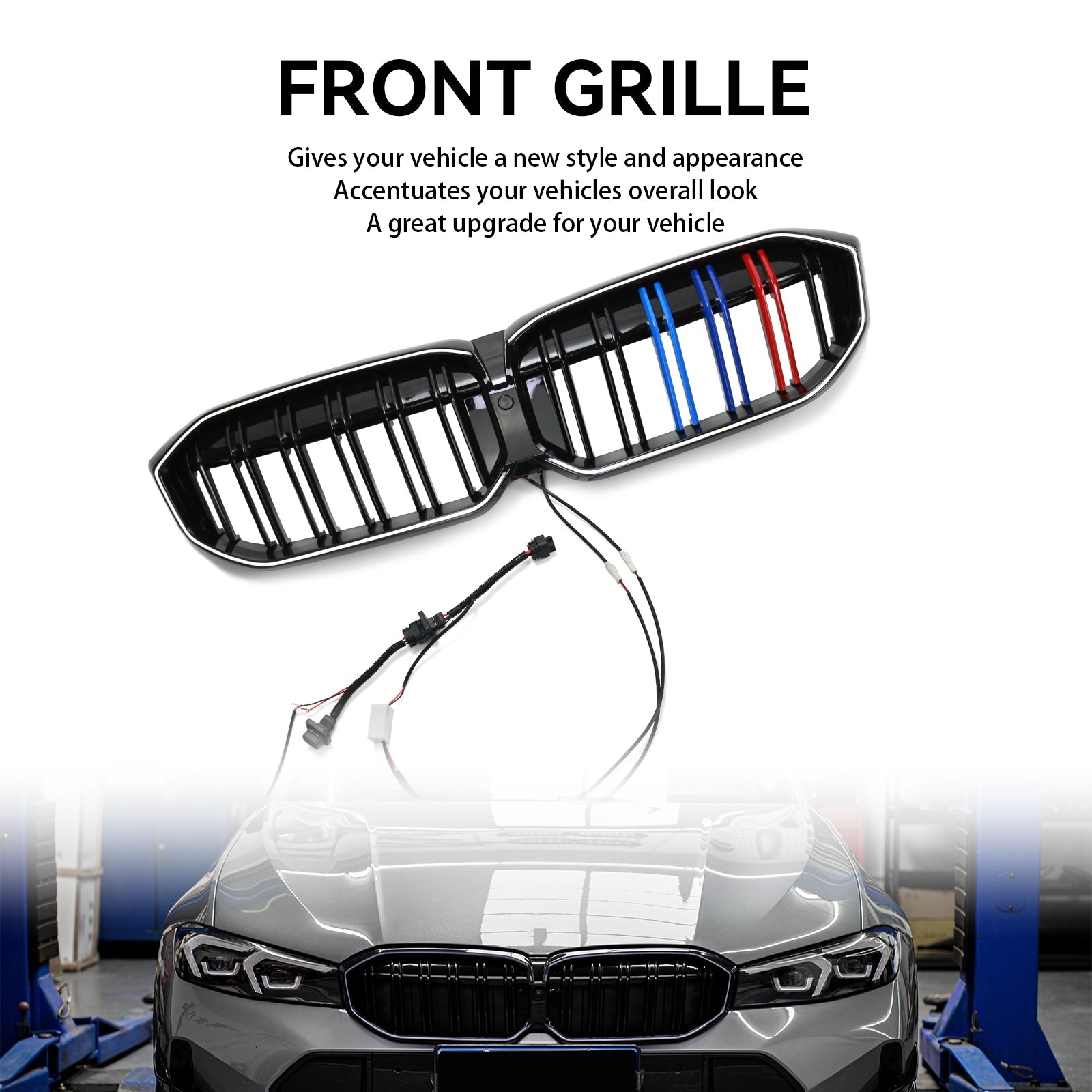 BMW 2023-2024 3 Series G20 G21 320i/330i/M340i/318i/320d Front Kidney Grille Double Line Black Grill