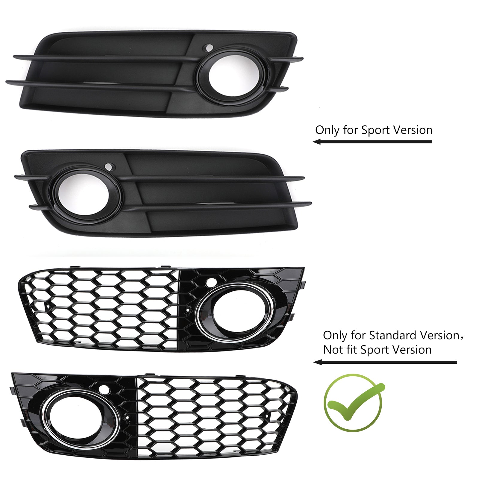 Audi 2009-2012 A4 B8 Honeycomb Mesh Fog Light Open Vent Grill Intake