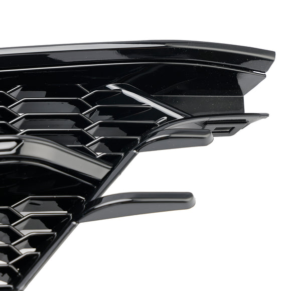 Audi A6 C7 Facelift 2015-2016 W/ACC Hole Pair Front Bumper Lower Light Cover Grille Black Grill