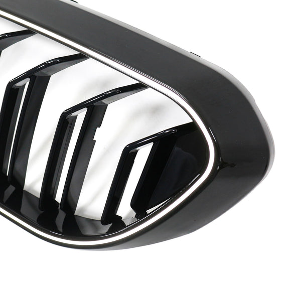 Griglia sostitutiva per paraurti anteriore a doppia stecca per BMW Serie 5 G30 G31 2017-2020 con striscia LED