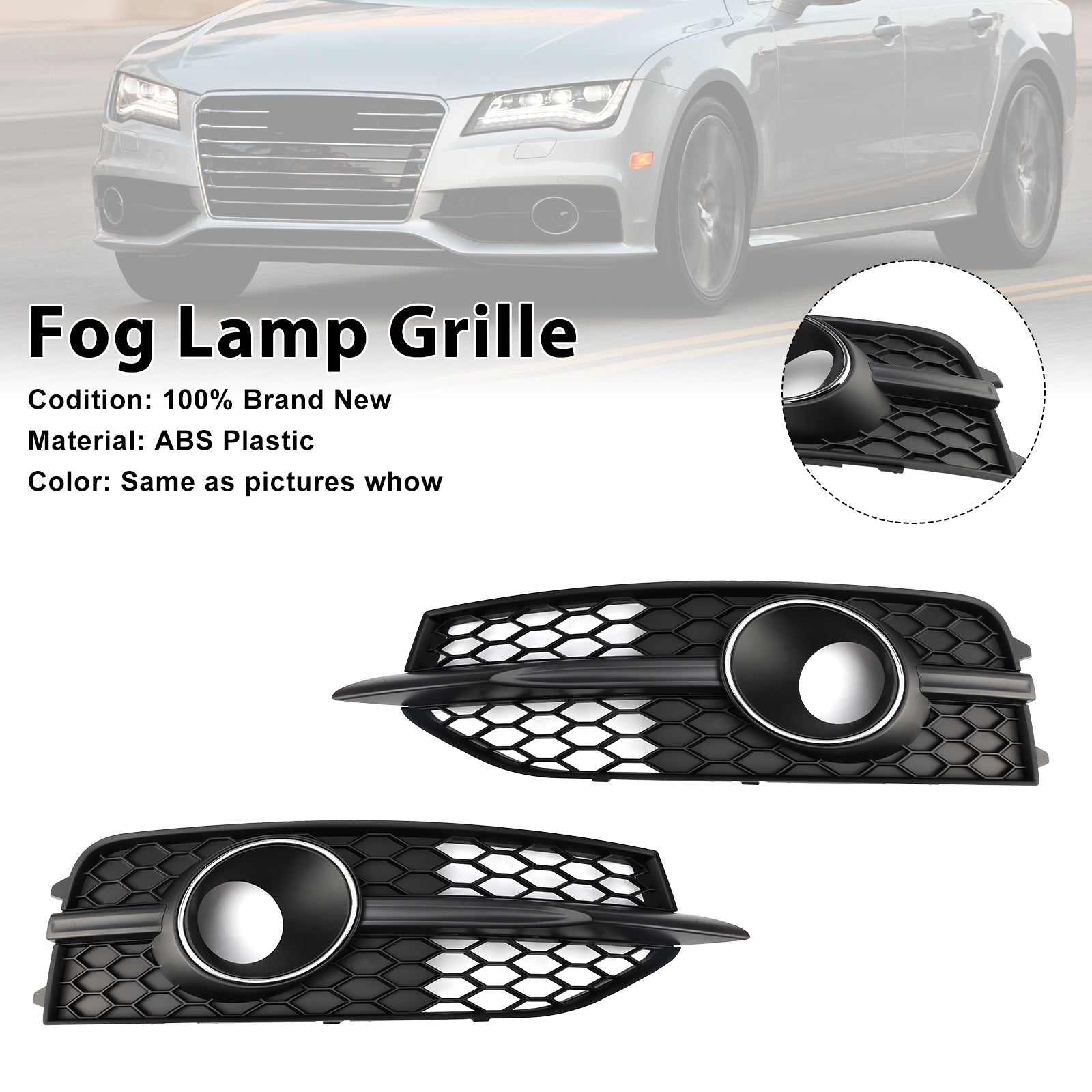 Audi A7 S-Line/S7 2012-2015 parachoques delantero negro rejilla de luz antiniebla cubierta de parrilla inferior de panal 4G8807681C9B9 4G8807682C9B9