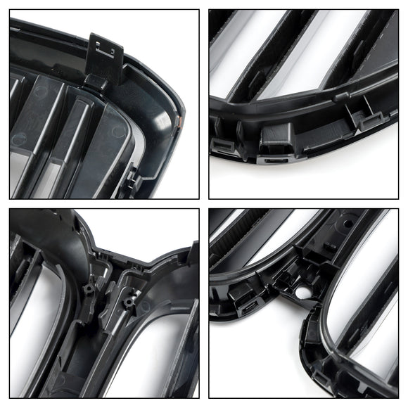 Black Front Bumper Grille Grill Fit BMW G05 LCI X5 2024+ Single Line W/LED