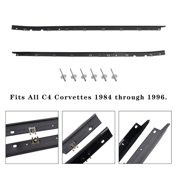Driver + Passenger Sides Door Panel Outer Window Seals For Corvette 1984-1996