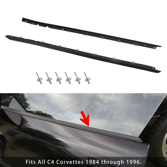 Driver + Passenger Sides Door Panel Outer Window Seals For Corvette 1984-1996