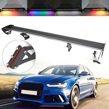 Universal Sedan Adjustable Aluminum Rear Trunk Wing Racing Spoiler With LED - 0
